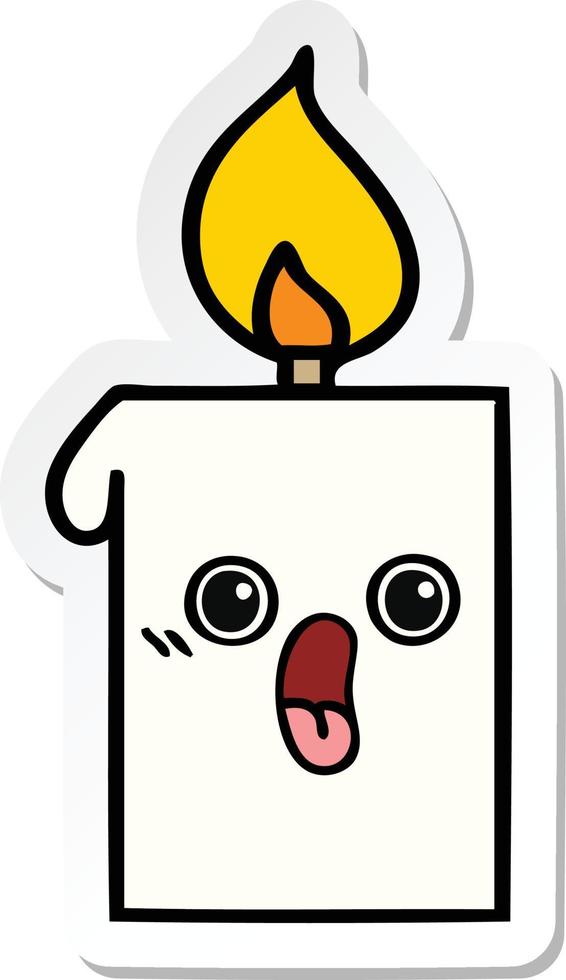 sticker of a cute cartoon lit candle vector