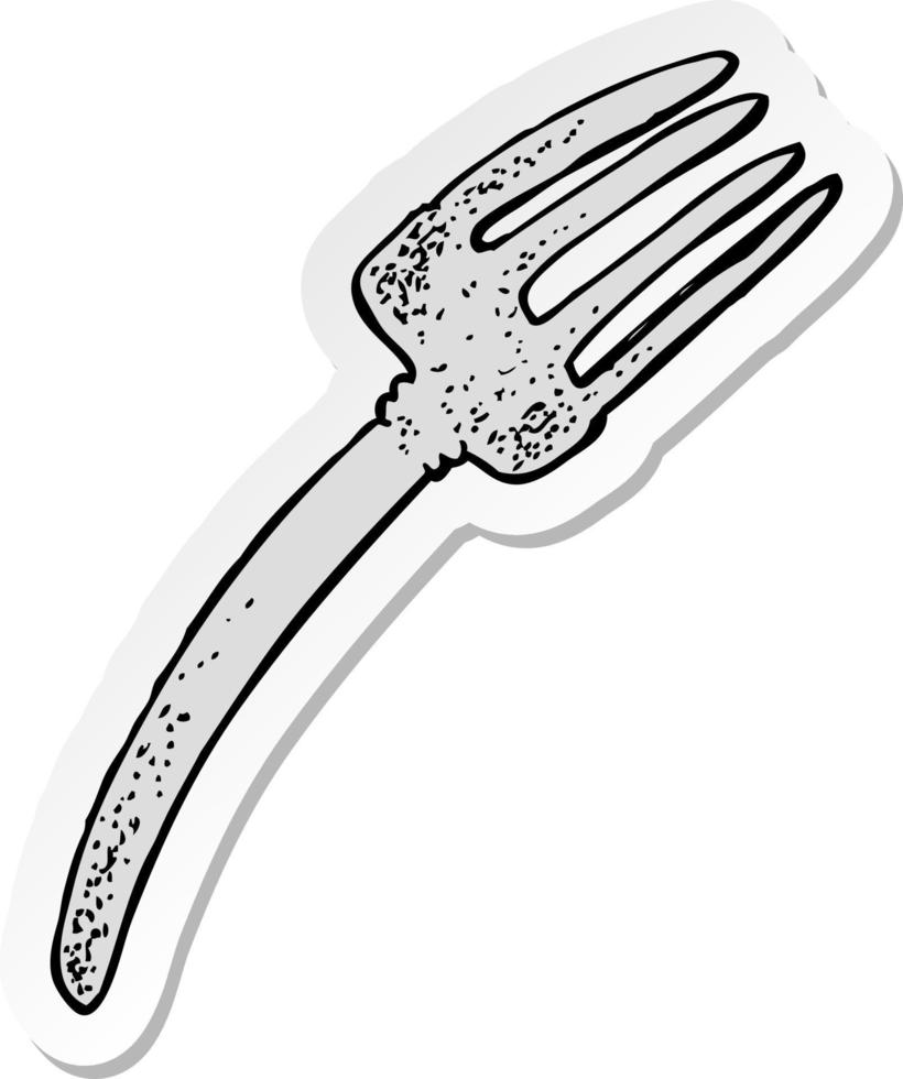 sticker of a cartoon fork vector