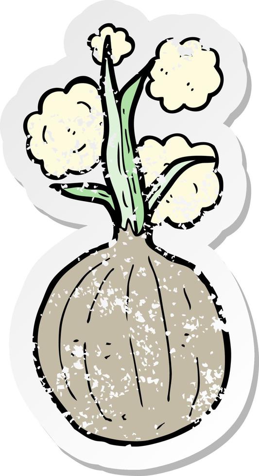 retro distressed sticker of a cartoon onion vector