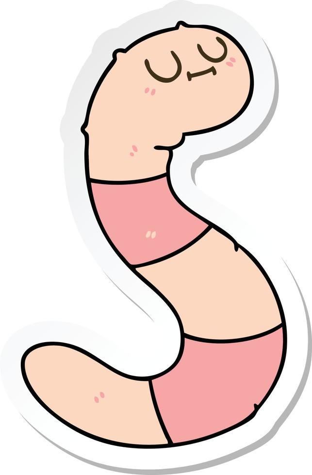 sticker of a quirky hand drawn cartoon worm vector