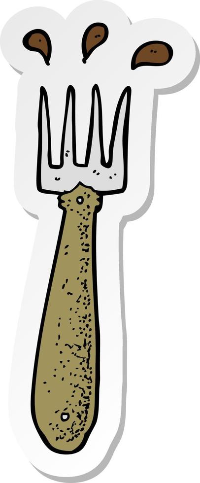 sticker of a cartoon fork vector