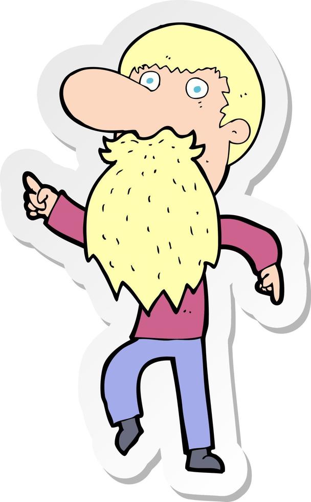 sticker of a cartoon man wearing fake beard vector