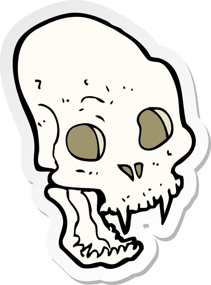 pegatina de un cráneo de vampiro espeluznante de dibujos animados vector