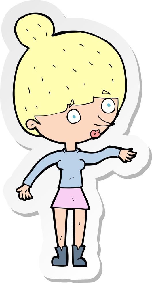 sticker of a cartoon surprised woman vector