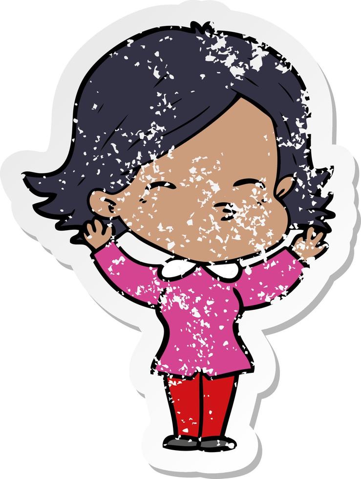 distressed sticker of a cartoon woman vector