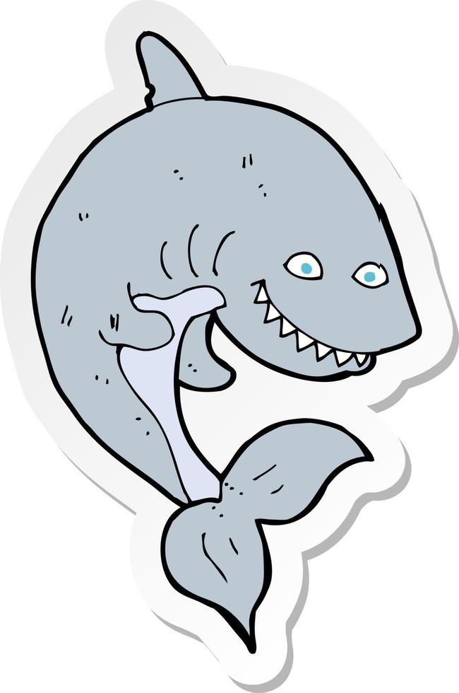 pegatina de un tiburón de dibujos animados vector