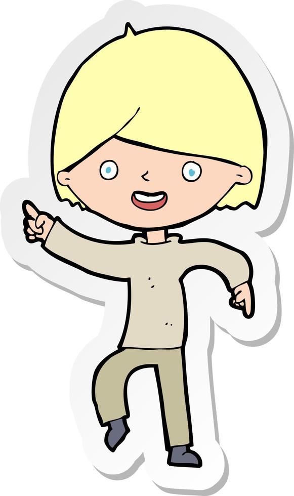 sticker of a cartoon man pointing vector