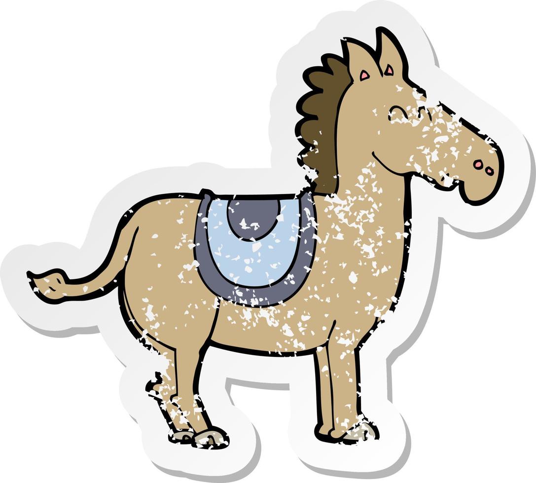 retro distressed sticker of a cartoon donkey vector
