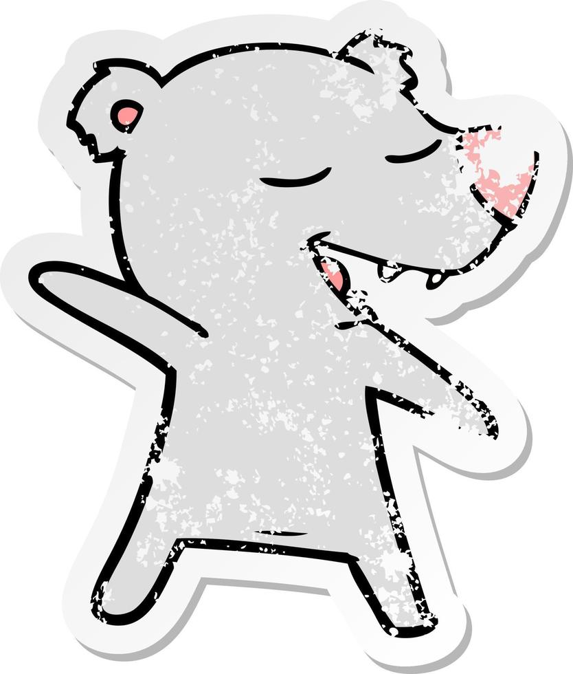 distressed sticker of a cartoon bear vector