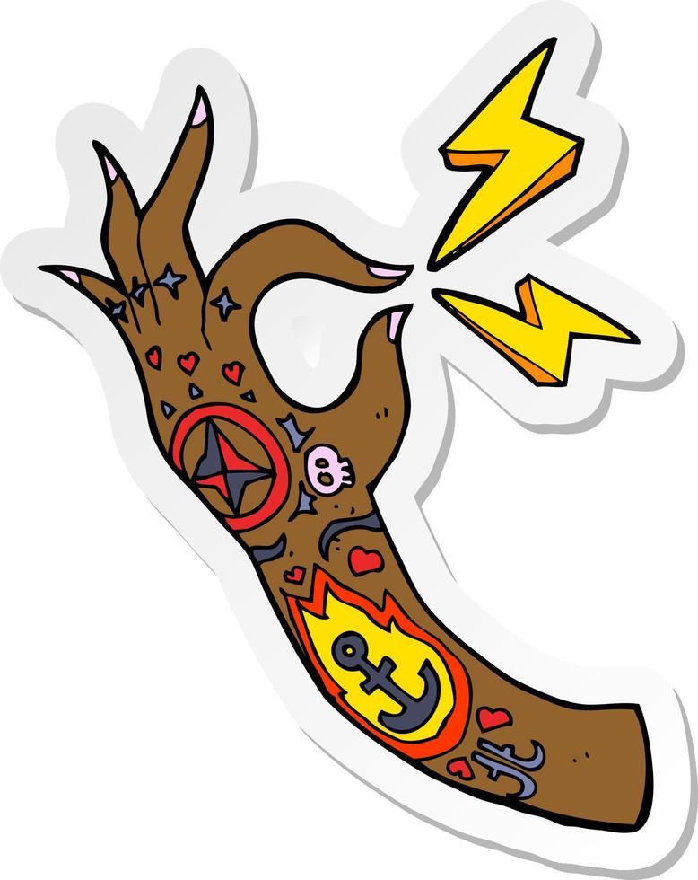 sticker of a cartoon tattoo arm symbol vector