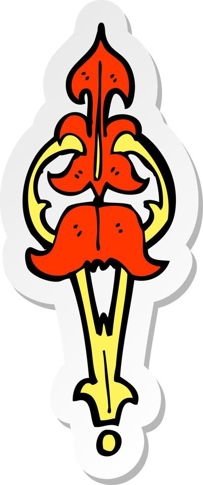 sticker of a cartoon ornate clasp vector