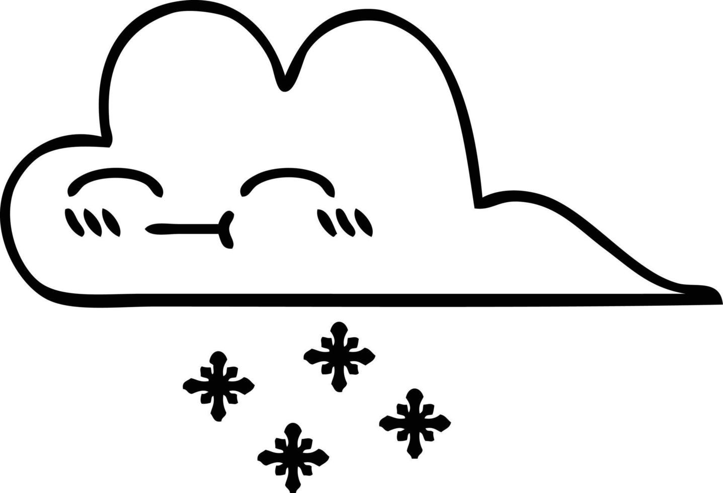 line drawing cartoon snow cloud vector