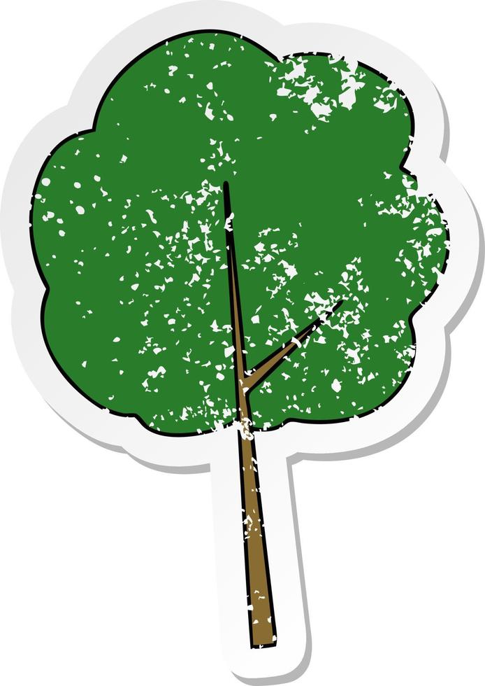 distressed sticker of a quirky hand drawn cartoon tree vector