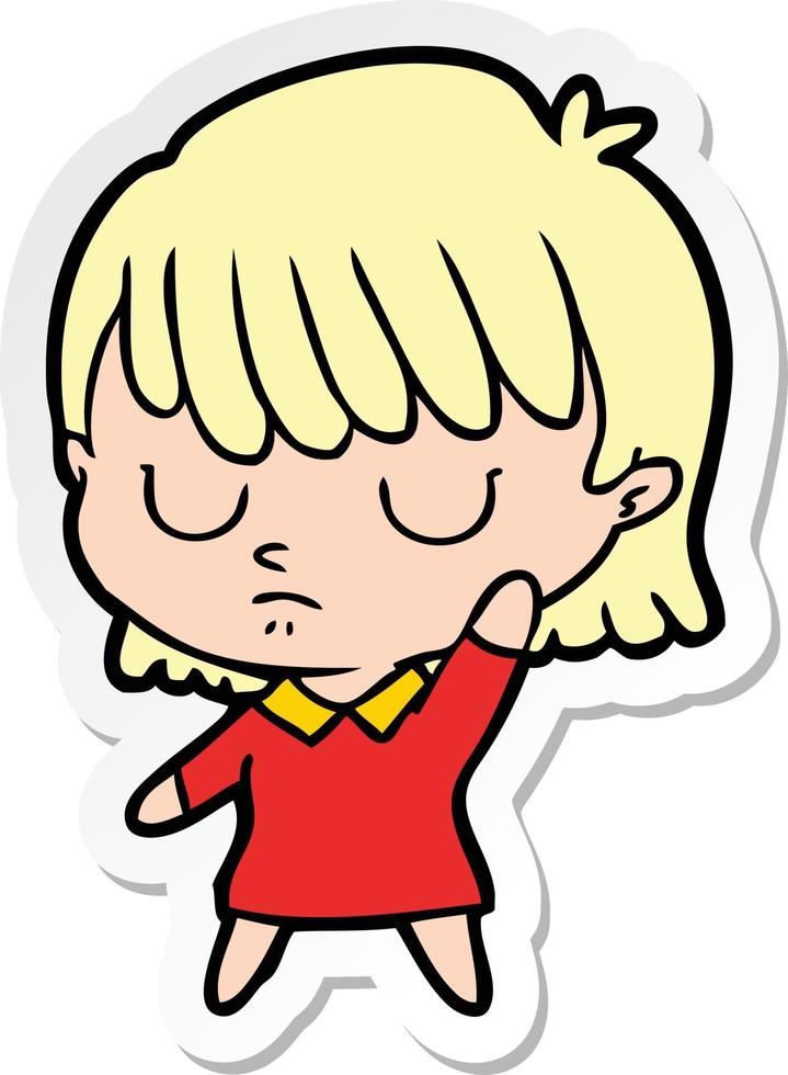 sticker of a cartoon woman vector