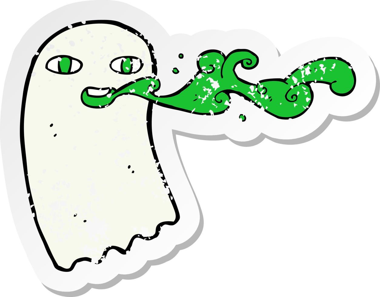 retro distressed sticker of a cartoon gross ghost vector