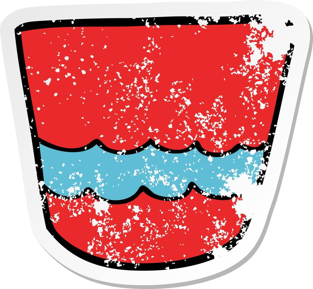 distressed sticker of a cartoon pot vector