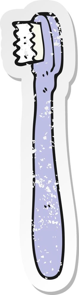 distressed sticker of a cartoon toothbrush vector