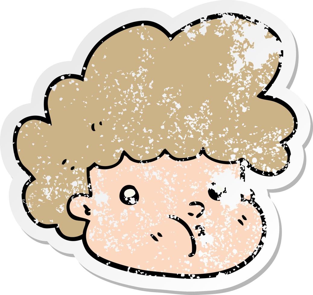 distressed sticker of a cartoon boy vector