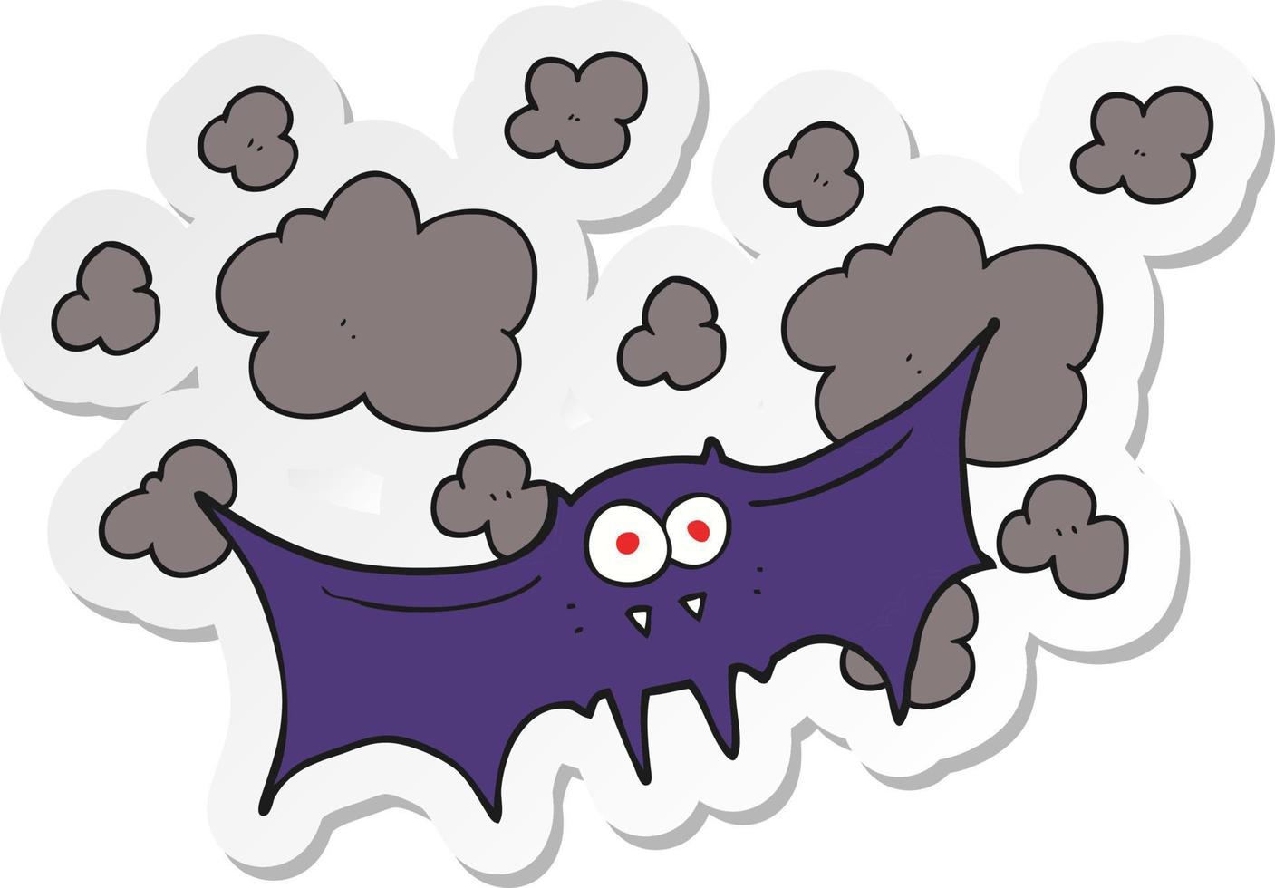 sticker of a cartoon vampire bat vector