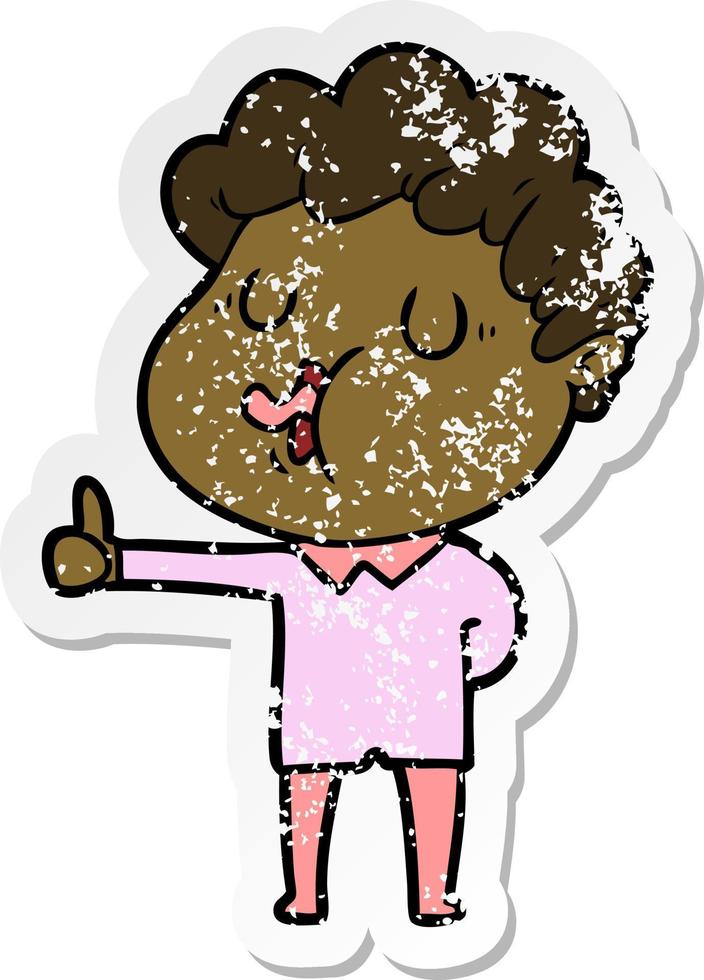 distressed sticker of a cartoon man singing vector