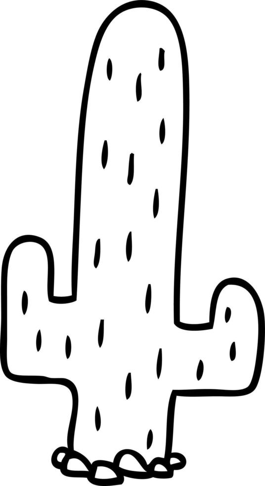 line drawing doodle of a cactus vector