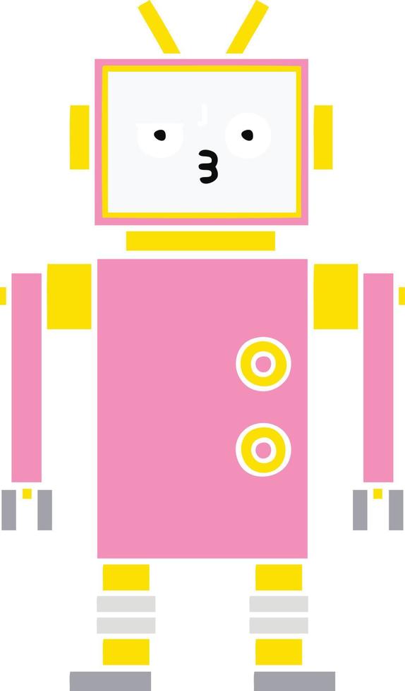 flat color retro cartoon robot vector