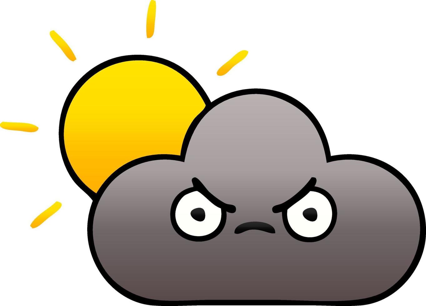 gradient shaded cartoon storm cloud and sun vector