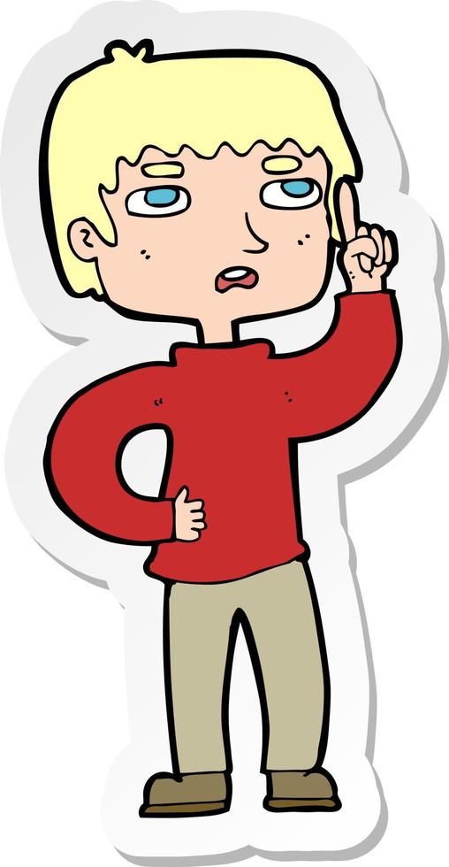 sticker of a cartoon boy with question vector