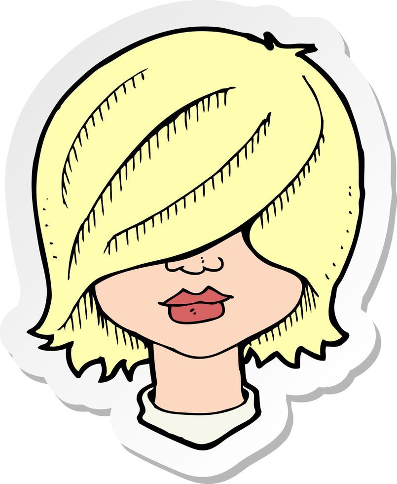 sticker of a cartoon female face vector