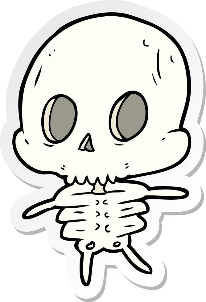 sticker of a cartoon skeleton vector