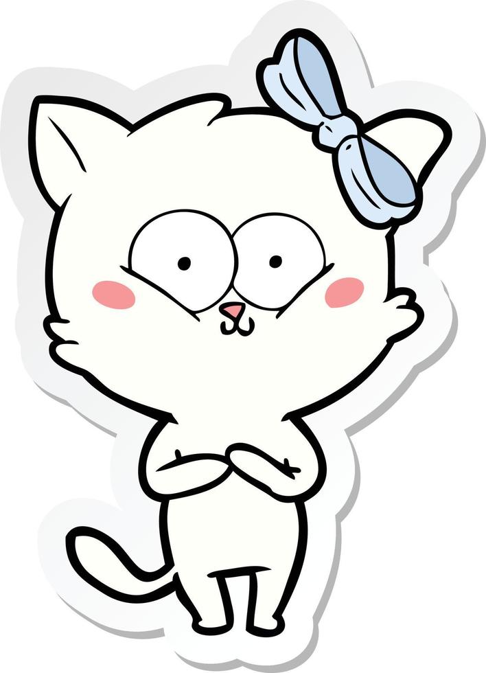 sticker of a cartoon cat vector