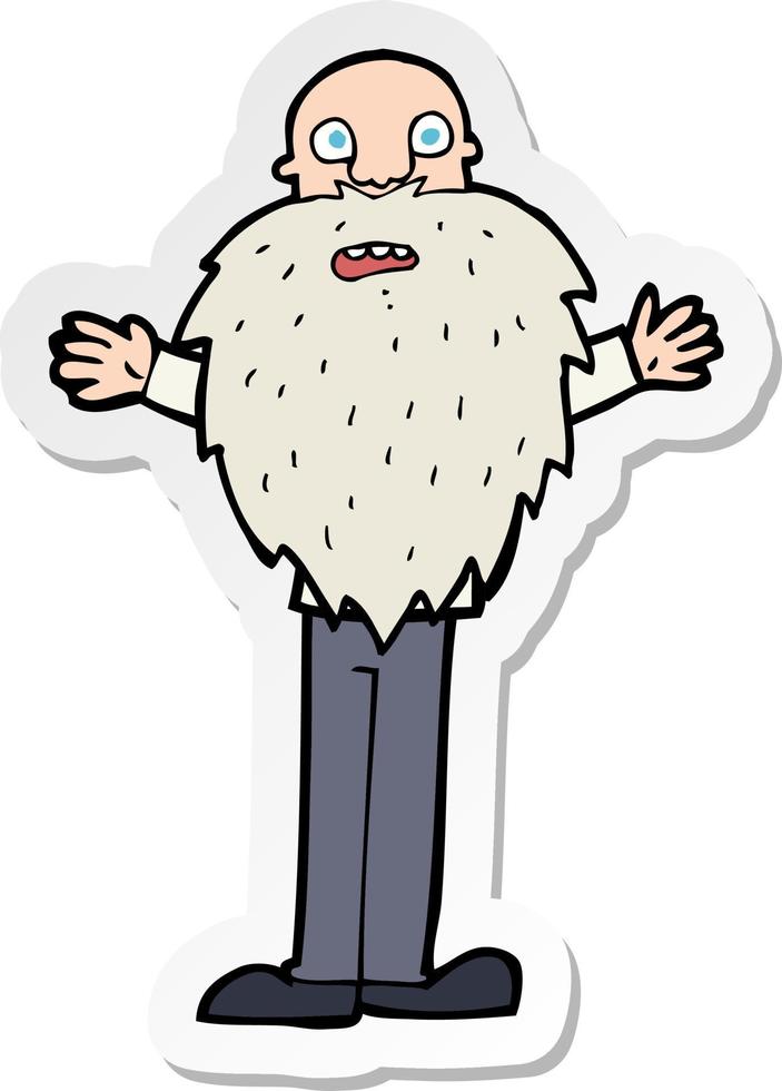 sticker of a cartoon bearded old man vector