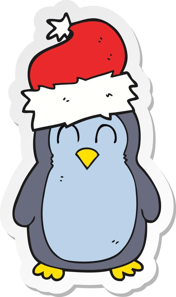 sticker of a cartoon penguin vector