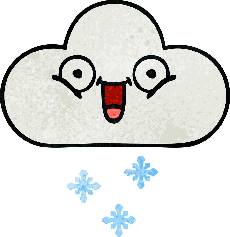 retro grunge texture cartoon snow cloud vector