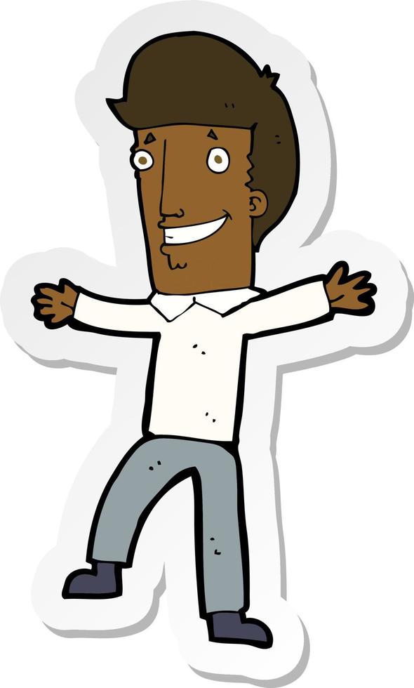 sticker of a cartoon happy man vector