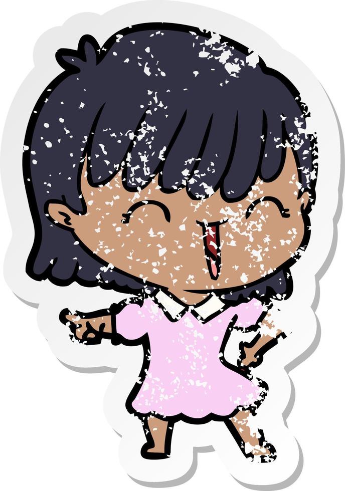 distressed sticker of a cartoon woman vector