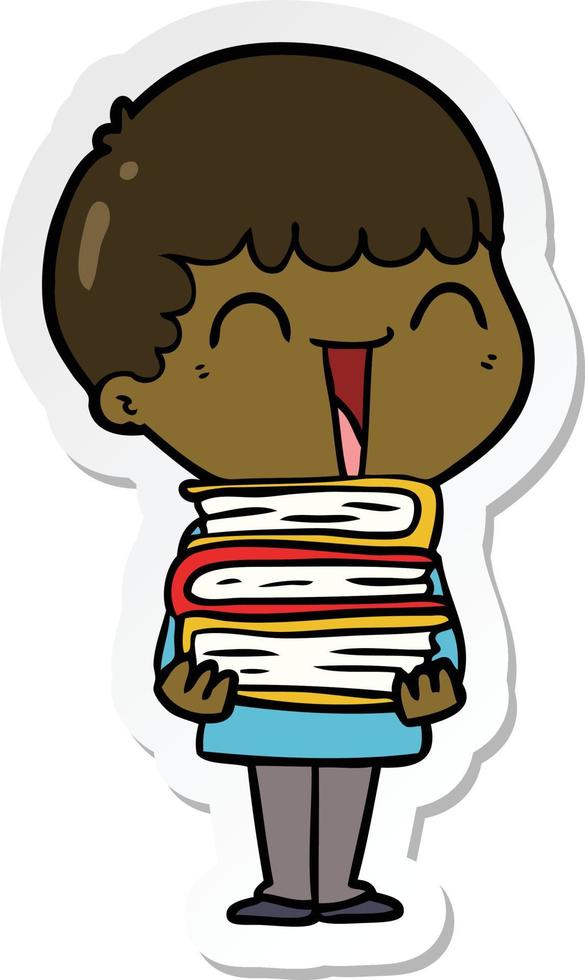 sticker of a cartoon happy man vector