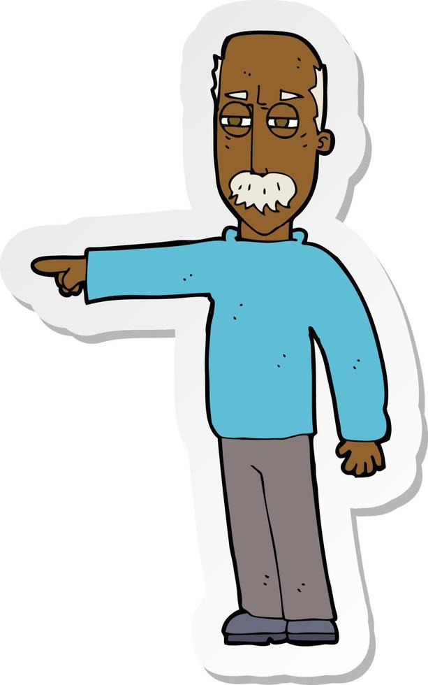 sticker of a cartoon old man gesturing Get Out vector