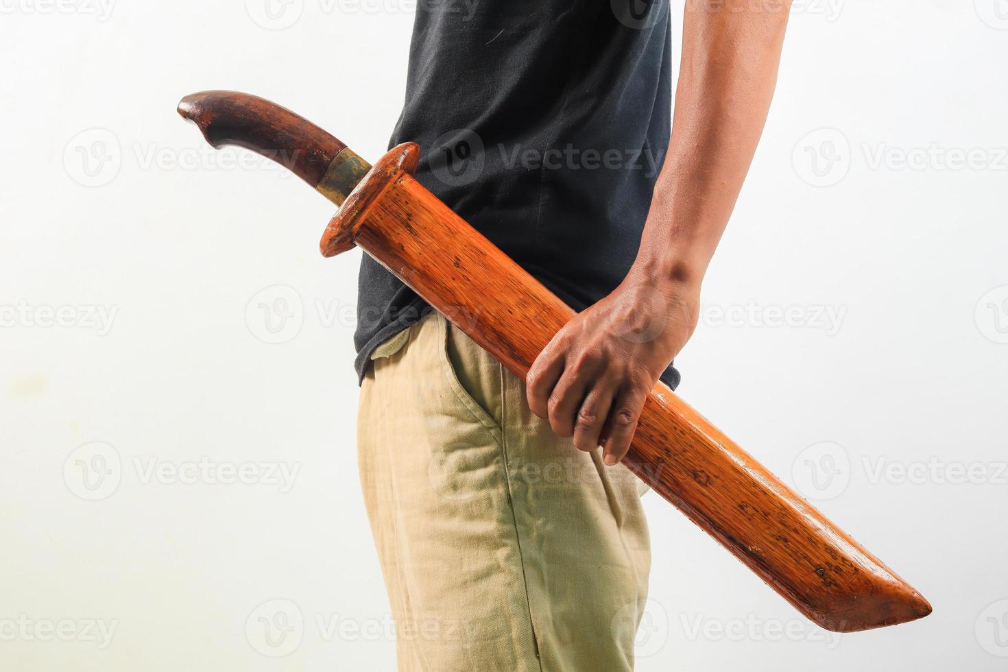 Man holding machete isolated photo