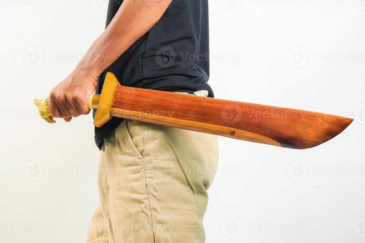 Man holding machete isolated photo