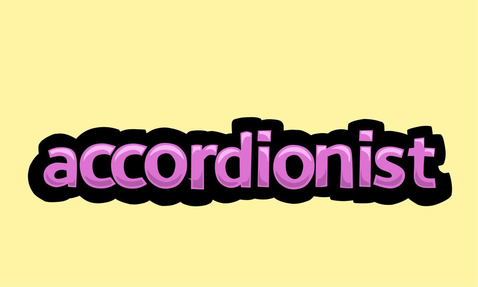 ACCORDIONIST writing vector design on a yellow background