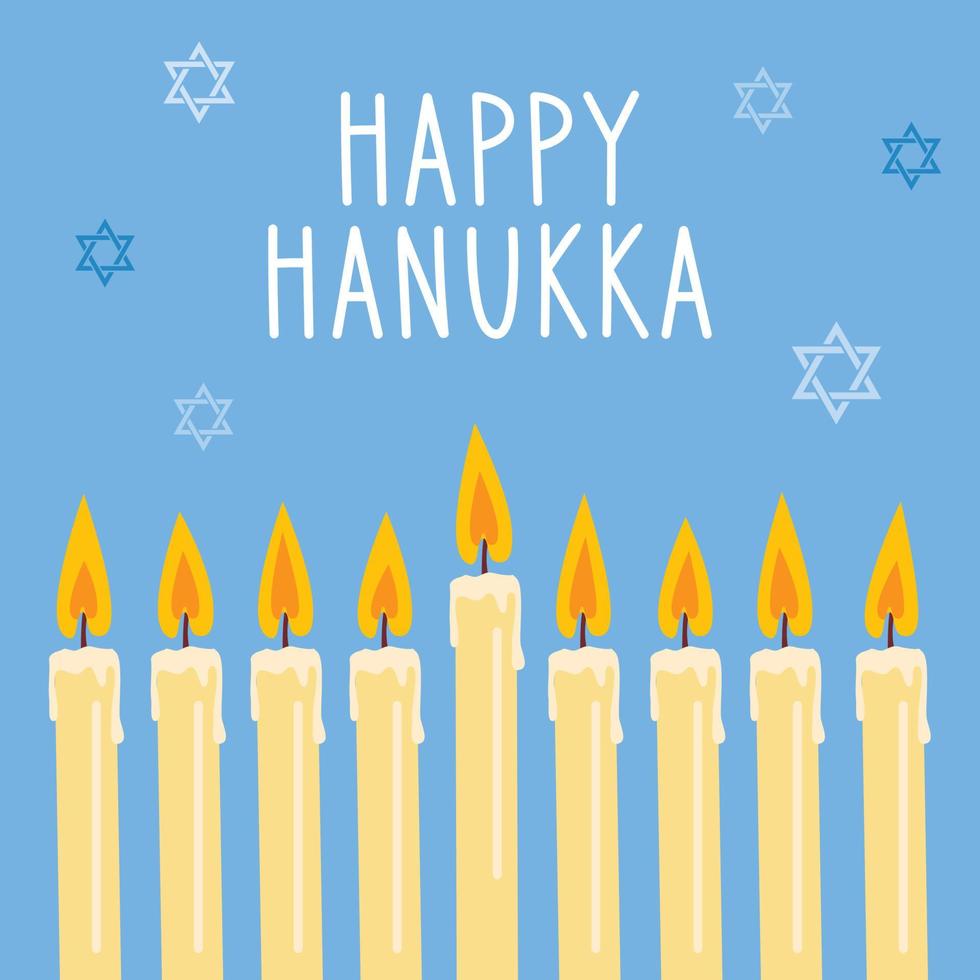 cartel feliz de hanukka con vela menorá judía tradicional. plantilla vectorial para tarjeta de felicitación, banner, invitación, volante, etc. vector