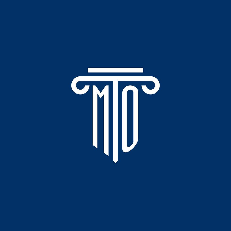 MO initial logo monogram with simple pillar icon vector