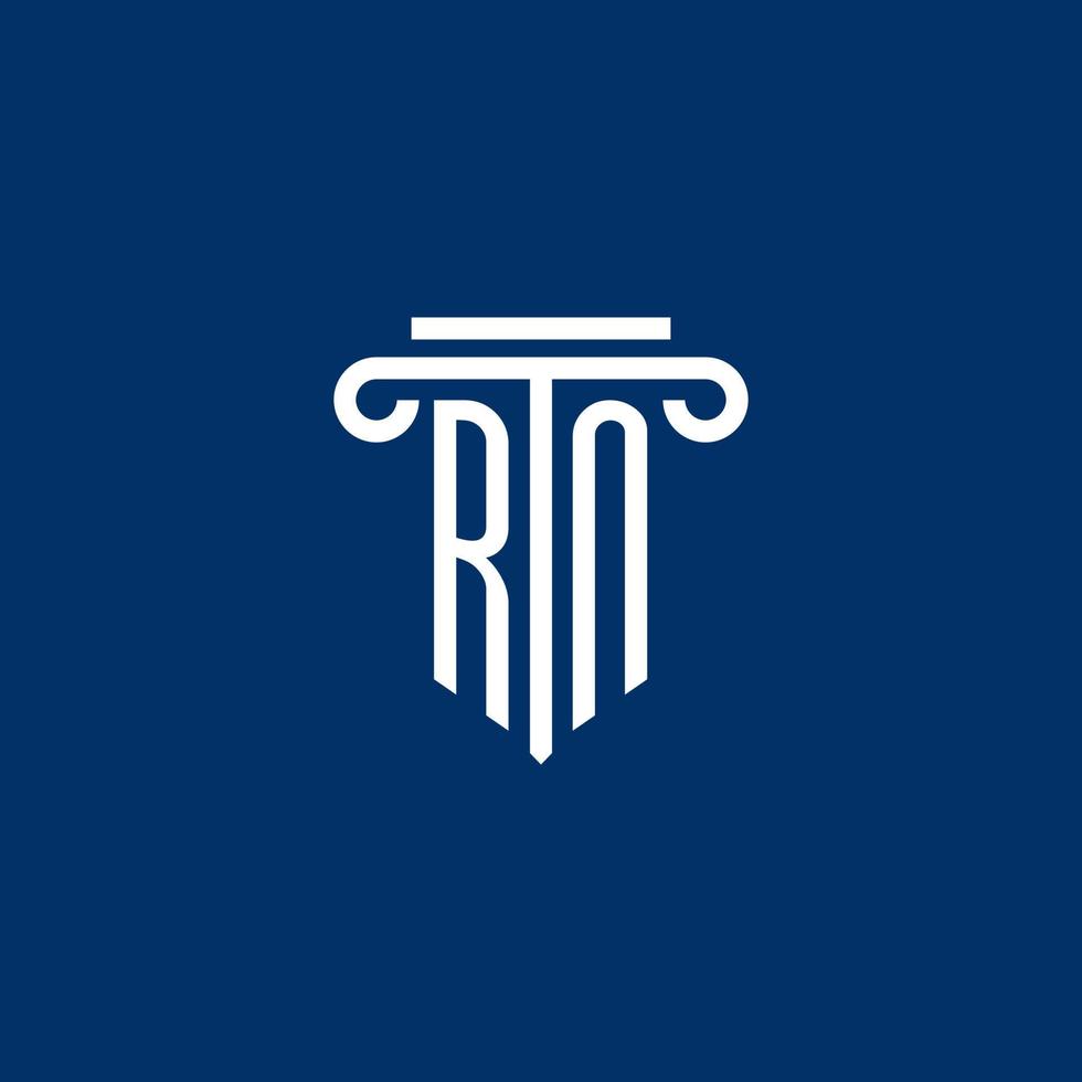 RN initial logo monogram with simple pillar icon vector