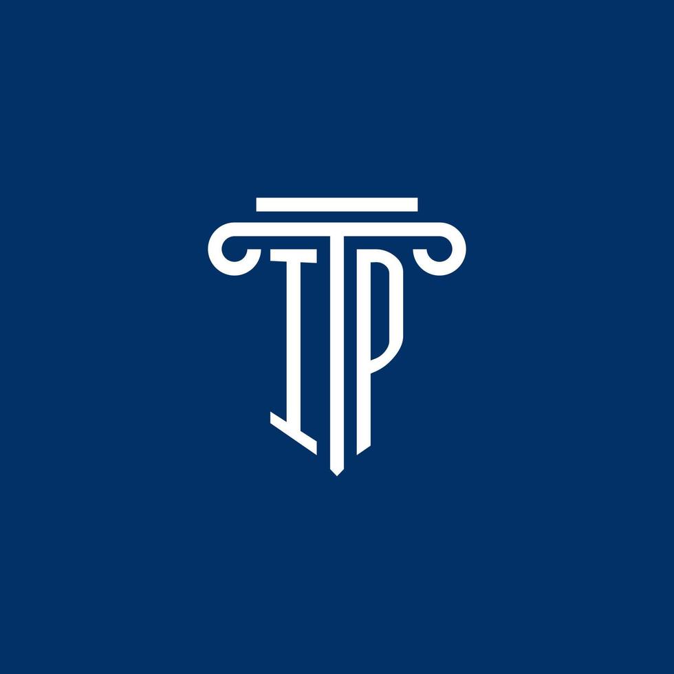 IP initial logo monogram with simple pillar icon vector