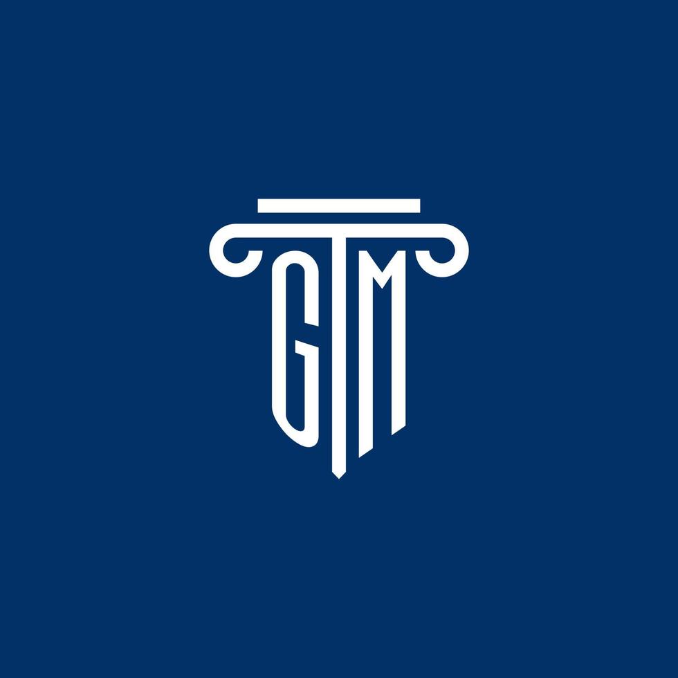 GM initial logo monogram with simple pillar icon vector