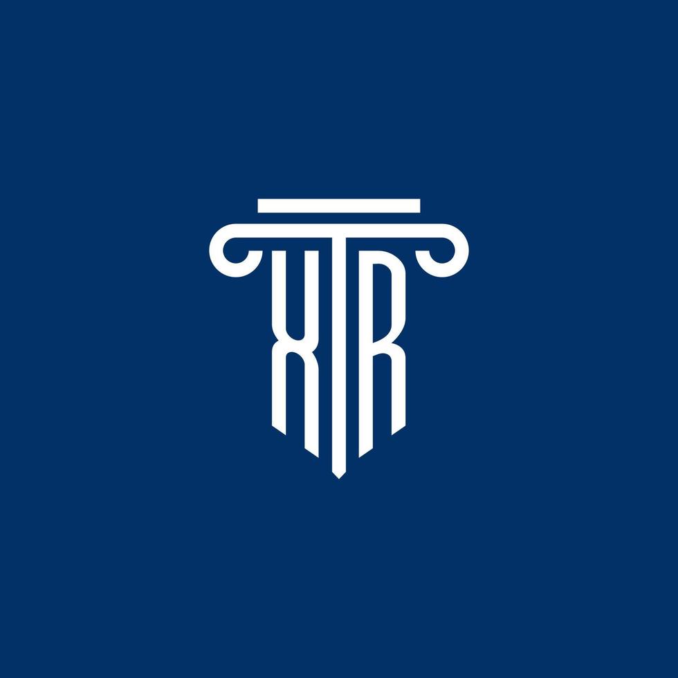 XR initial logo monogram with simple pillar icon vector