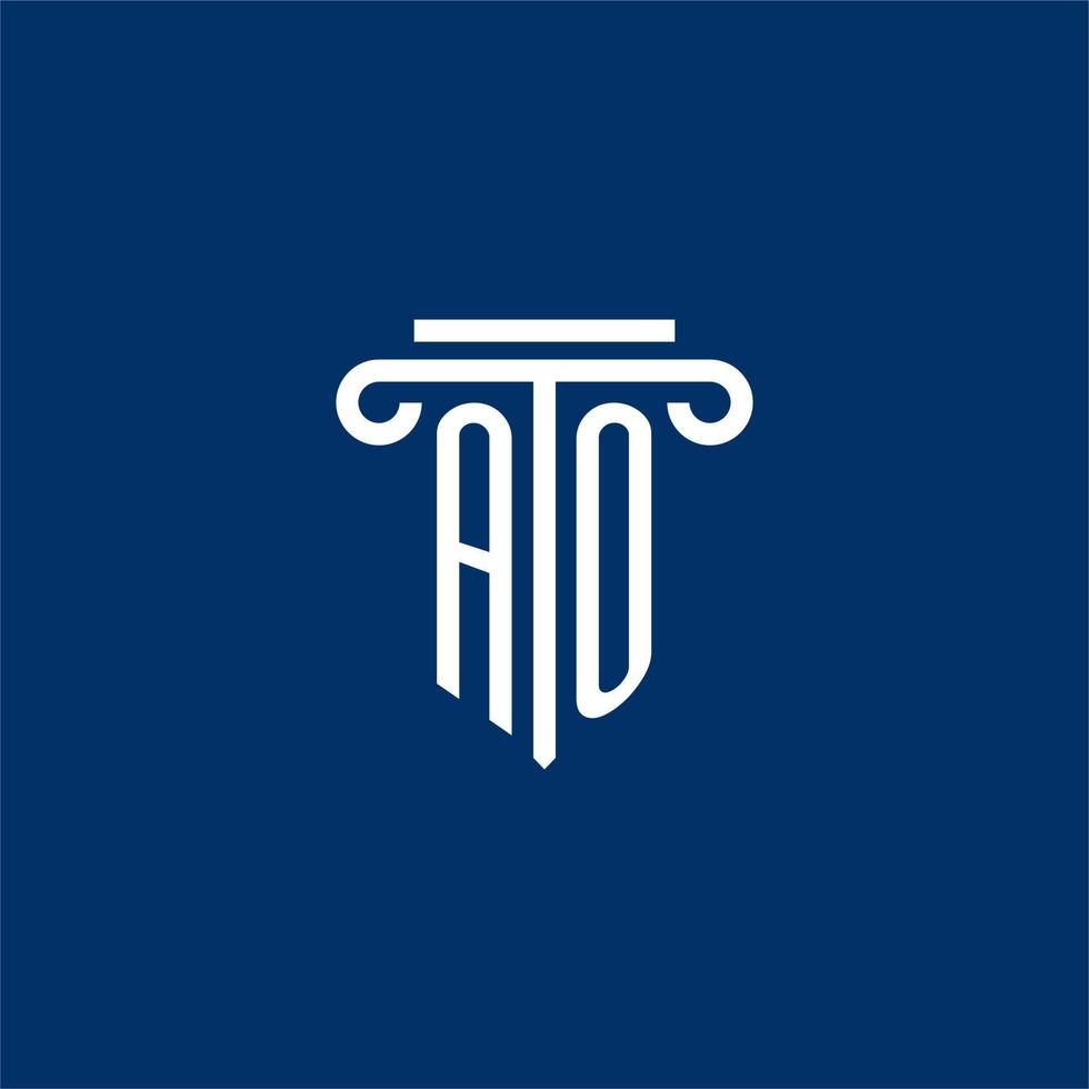 AO initial logo monogram with simple pillar icon vector