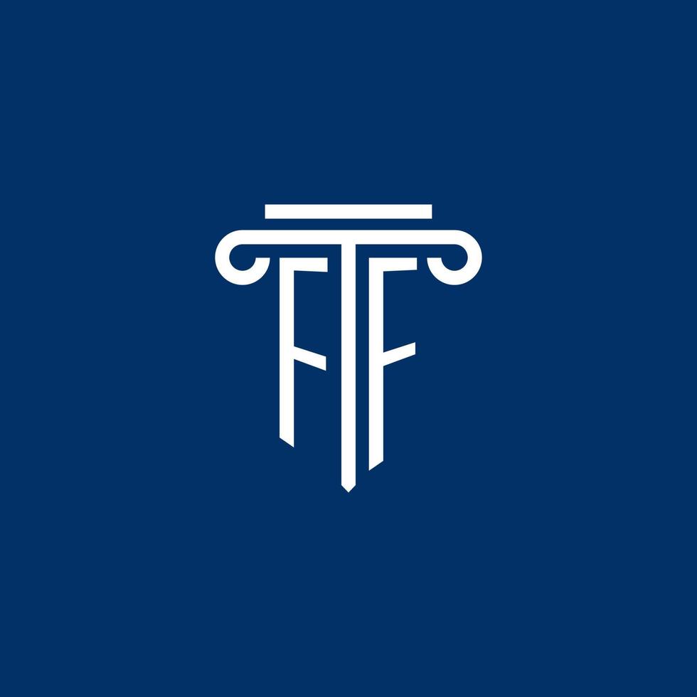FF initial logo monogram with simple pillar icon vector