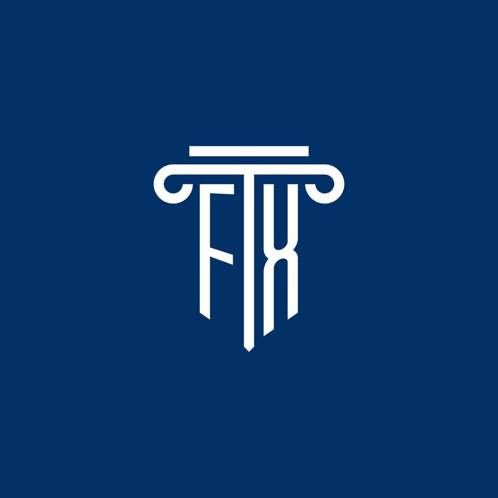 FX initial logo monogram with simple pillar icon vector